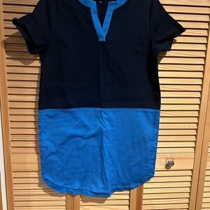 Lands' End Women's Midi Dress - Navy and Blue